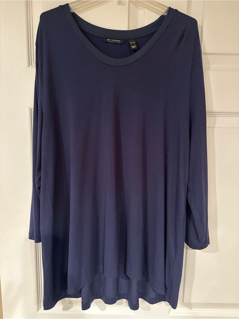 H by Halston Navy Long-Sleeve Top